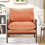 Okak Mid-Century Modern Velvet Accent Chair,Plush Armchair with Solid Rubber Wood Frame for Living Room,Bedroom,Office