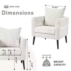 Okak Accent Chairs for Bedroom, Modern Upholstered Armchair, Mid Century Fabric Lounge Chair, Comfortable Reading Chair with Wood Legs