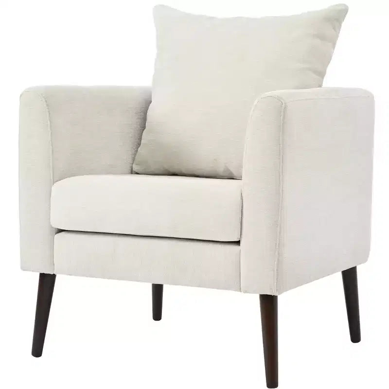 Okak Accent Chairs for Bedroom, Modern Upholstered Armchair, Mid Century Fabric Lounge Chair, Comfortable Reading Chair with Wood Legs