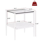 MAYEERTY Coffee Table and End tables Set of 3, Tempered Glass Table with MDF layer, Modern Tables for Living Room, Gray Glass