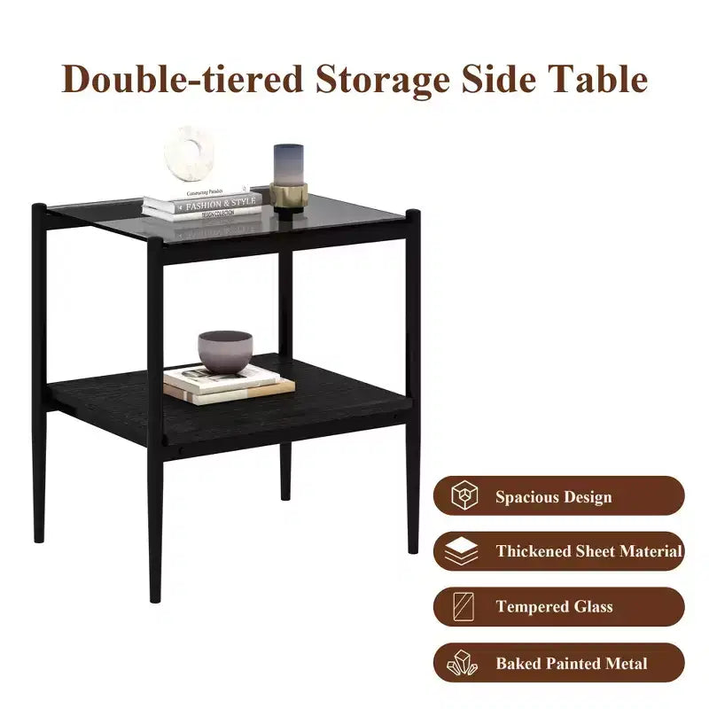 MAYEERTY Coffee Table and End tables Set of 3, Tempered Glass Table with MDF layer, Modern Tables for Living Room, Gray Glass