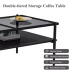 MAYEERTY Coffee Table and End tables Set of 3, Tempered Glass Table with MDF layer, Modern Tables for Living Room, Gray Glass