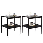 MAYEERTY Coffee Table and End tables Set of 3, Tempered Glass Table with MDF layer, Modern Tables for Living Room, Gray Glass