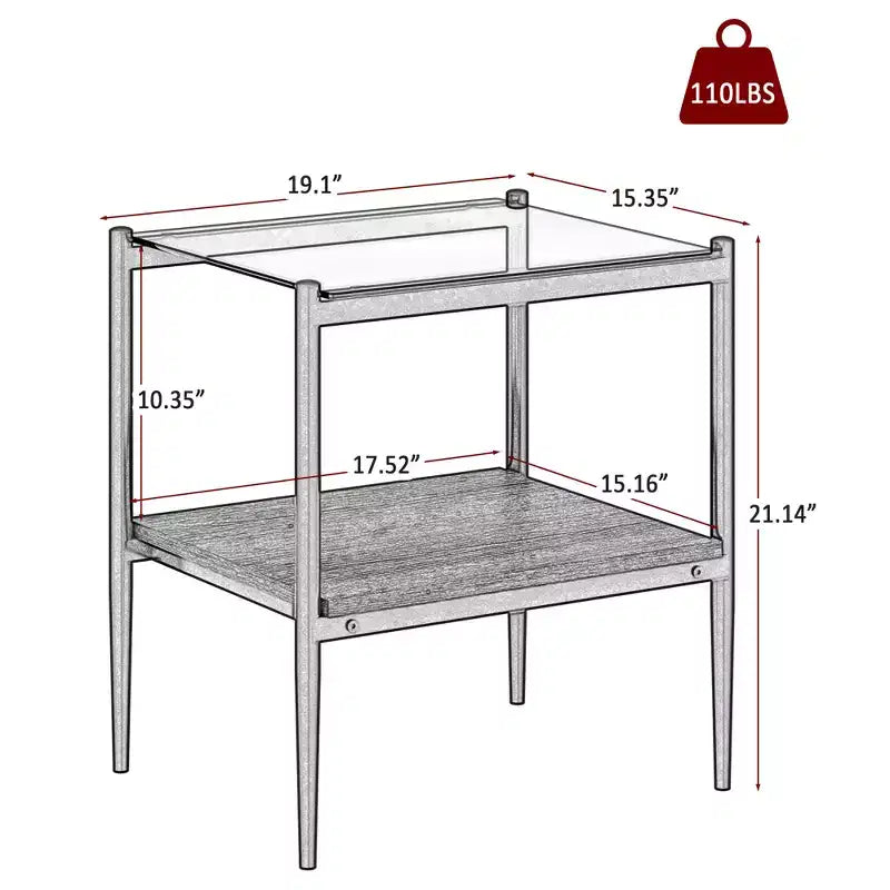 MAYEERTY Coffee Table and End tables Set of 3, Tempered Glass Table with MDF layer, Modern Tables for Living Room, Gray Glass