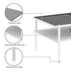 MAYEERTY Coffee Table and End tables Set of 3, Tempered Glass Table with MDF layer, Modern Tables for Living Room, Gray Glass
