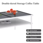 MAYEERTY Coffee Table and End tables Set of 3, Tempered Glass Table with MDF layer, Modern Tables for Living Room, Gray Glass