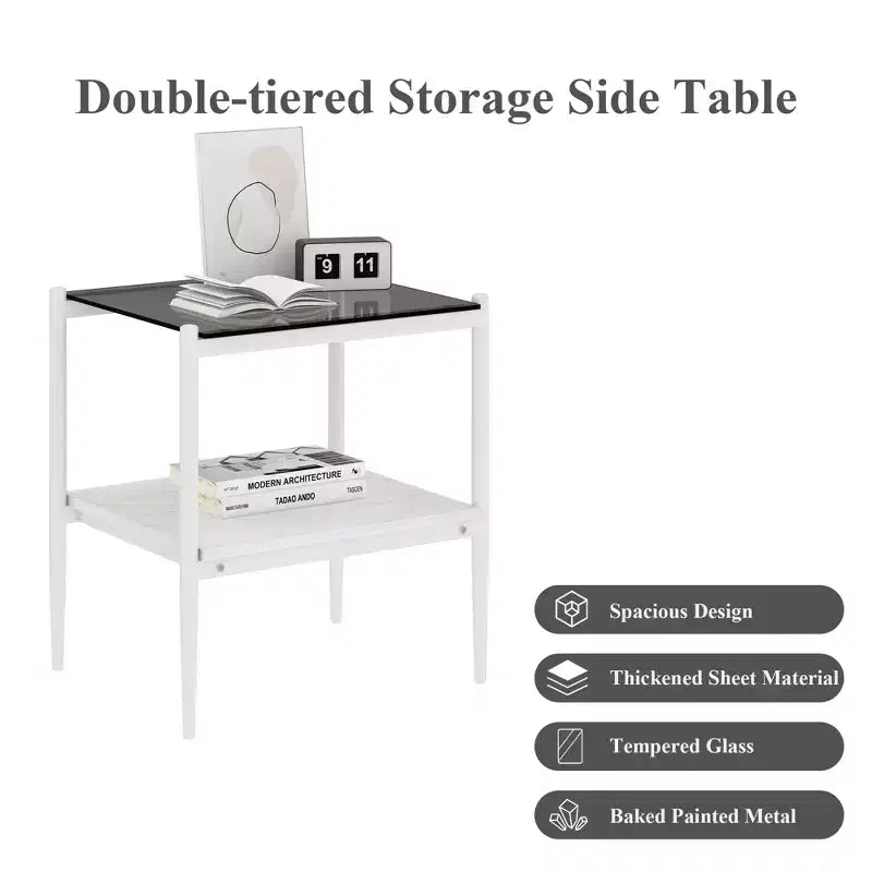 MAYEERTY Coffee Table and End tables Set of 3, Tempered Glass Table with MDF layer, Modern Tables for Living Room, Gray Glass