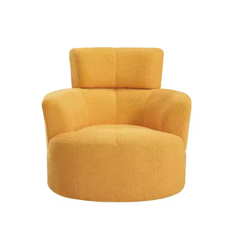 Okak Modern Accent Chair Swivel, Upholstered Accent Barrel Chair Swivel Round Sofa Chair with Adjustable Headrest for Living Room, Bedroom