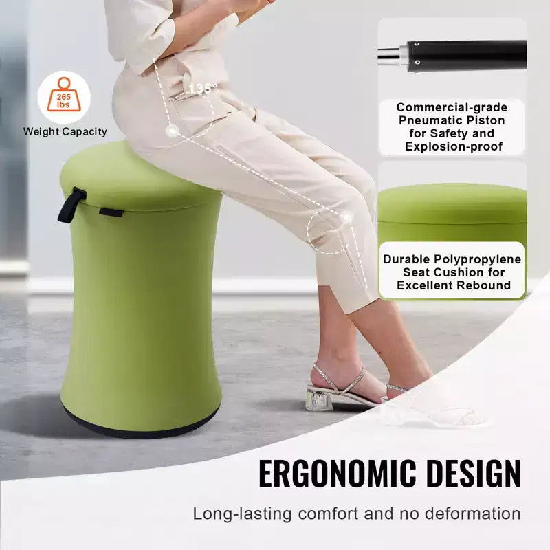 VEVOR Wobble Chair, Height-Adjustable (19.3-25) Wobble Chair with Fabric Cover,Flexible Seating Wobble Stool Made of Iron & Sponge,Age 12-18, Green