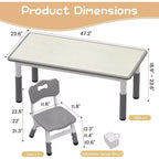 Kids Table and 6 Chair Set with Storage Box, Height Adjustable Toddler Table and Chairs Set for Ages 2-10, for Daycare, Classroom, Home