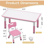 Kids Table and 6 Chair Set with Storage Box, Height Adjustable Toddler Table and Chairs Set for Ages 2-10, for Daycare, Classroom, Home