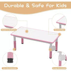 Kids Table and 6 Chair Set with Storage Box, Height Adjustable Toddler Table and Chairs Set for Ages 2-10, for Daycare, Classroom, Home