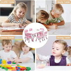 Kids Table and 6 Chair Set with Storage Box, Height Adjustable Toddler Table and Chairs Set for Ages 2-10, for Daycare, Classroom, Home