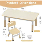 Kids Table and 6 Chair Set with Storage Box, Height Adjustable Toddler Table and Chairs Set for Ages 2-10, for Daycare, Classroom, Home