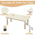 Kids Table and 6 Chair Set with Storage Box, Height Adjustable Toddler Table and Chairs Set for Ages 2-10, for Daycare, Classroom, Home