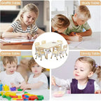 Kids Table and 6 Chair Set with Storage Box, Height Adjustable Toddler Table and Chairs Set for Ages 2-10, for Daycare, Classroom, Home