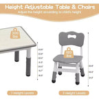 Kids Table and 6 Chair Set with Storage Box, Height Adjustable Toddler Table and Chairs Set for Ages 2-10, for Daycare, Classroom, Home