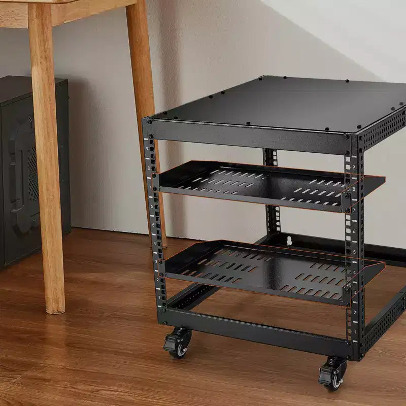VEVOR 2PCS 1U Server Rack Shelf, 10/254 mm Depth, 50 lbs Max Load Capacity Vented Cantilever or Wall Mount Rack Mount Shelf with Tray