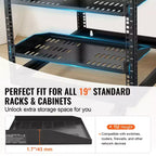 VEVOR 2PCS 1U Server Rack Shelf, 10/254 mm Depth, 50 lbs Max Load Capacity Vented Cantilever or Wall Mount Rack Mount Shelf with Tray