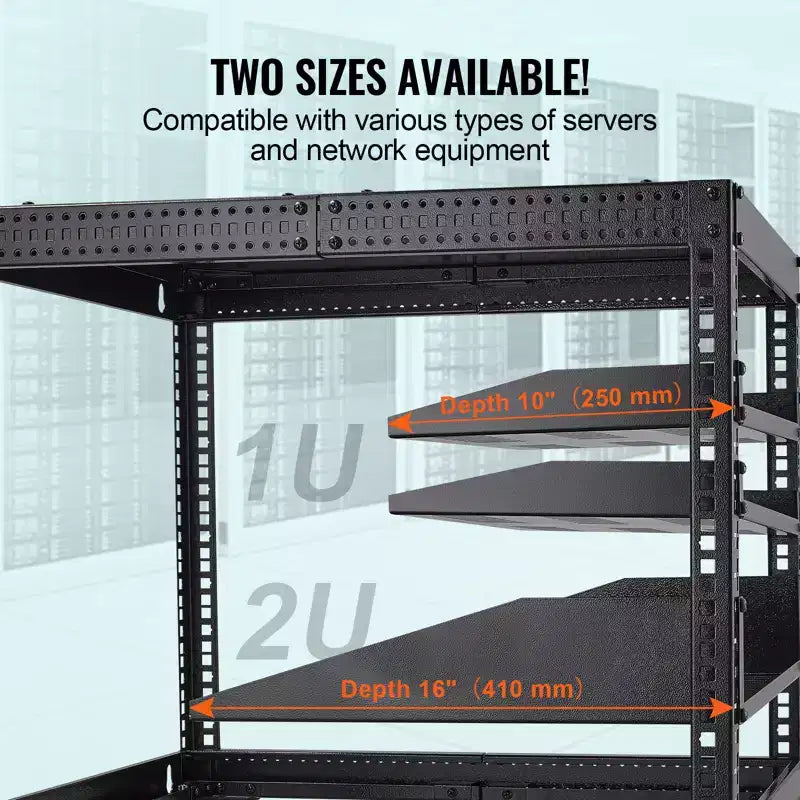 VEVOR 2PCS 1U Server Rack Shelf, 10/254 mm Depth, 50 lbs Max Load Capacity Vented Cantilever or Wall Mount Rack Mount Shelf with Tray