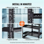 VEVOR 2PCS 1U Server Rack Shelf, 10/254 mm Depth, 50 lbs Max Load Capacity Vented Cantilever or Wall Mount Rack Mount Shelf with Tray