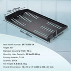 VEVOR 2PCS 1U Server Rack Shelf, 10/254 mm Depth, 50 lbs Max Load Capacity Vented Cantilever or Wall Mount Rack Mount Shelf with Tray