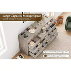 12-Drawer Dresser for Bedroom, 61 Wooden Chest with Built-In Power Outlet, Large Storage Organizer for Clothes, Living Room, Hallway, or Office