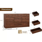 12-Drawer Dresser for Bedroom, 61 Wooden Chest with Built-In Power Outlet, Large Storage Organizer for Clothes, Living Room, Hallway, or Office