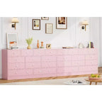 12-Drawer Dresser for Bedroom, 61 Wooden Chest with Built-In Power Outlet, Large Storage Organizer for Clothes, Living Room, Hallway, or Office