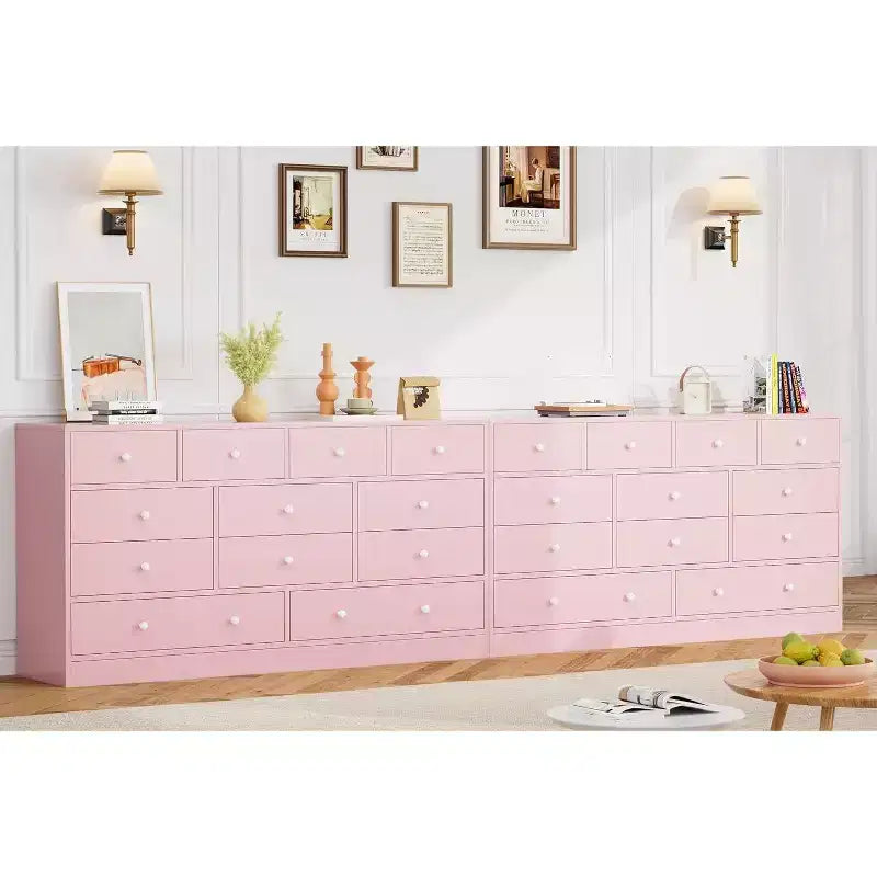 12-Drawer Dresser for Bedroom, 61 Wooden Chest with Built-In Power Outlet, Large Storage Organizer for Clothes, Living Room, Hallway, or Office