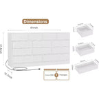 12-Drawer Dresser for Bedroom, 61 Wooden Chest with Built-In Power Outlet, Large Storage Organizer for Clothes, Living Room, Hallway, or Office