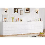 12-Drawer Dresser for Bedroom, 61 Wooden Chest with Built-In Power Outlet, Large Storage Organizer for Clothes, Living Room, Hallway, or Office