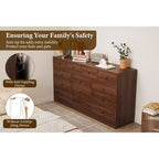 12-Drawer Dresser for Bedroom, 61 Wooden Chest with Built-In Power Outlet, Large Storage Organizer for Clothes, Living Room, Hallway, or Office