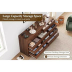 12-Drawer Dresser for Bedroom, 61 Wooden Chest with Built-In Power Outlet, Large Storage Organizer for Clothes, Living Room, Hallway, or Office