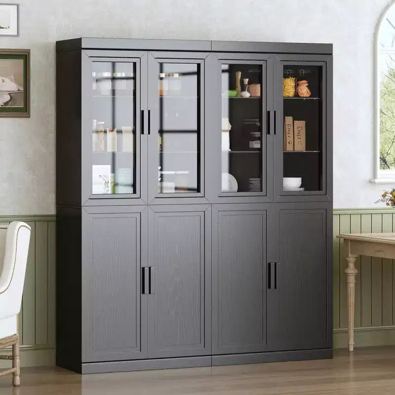Tall Pantry Cabinet - Storage Cabinett with Glass Doors for Kitchen, Dining Room