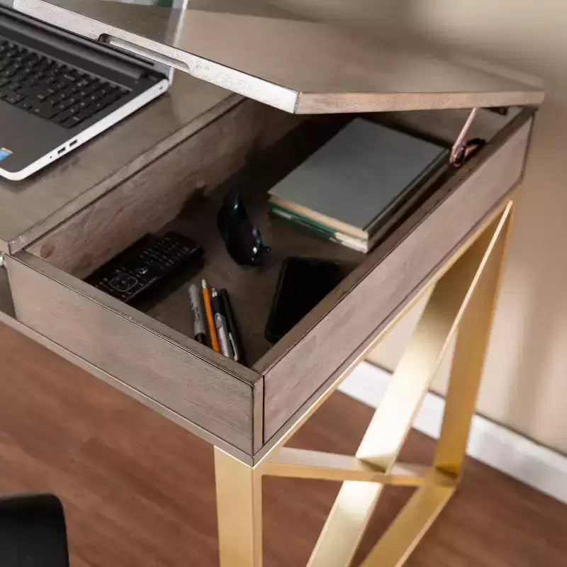 Bardmont Two-Tone Desk with Storage - Grey - SEI