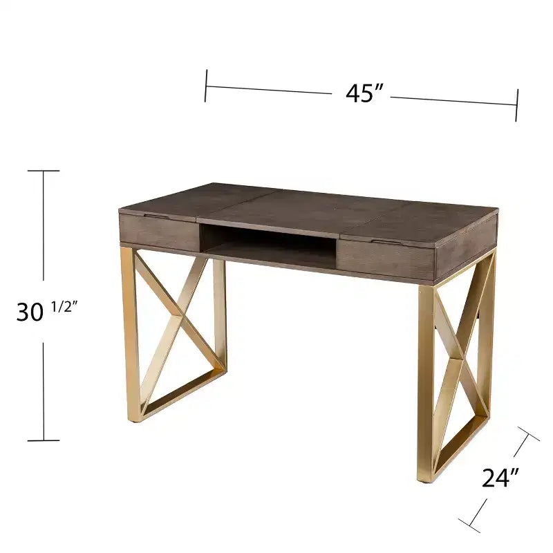 Bardmont Two-Tone Desk with Storage - Grey - SEI