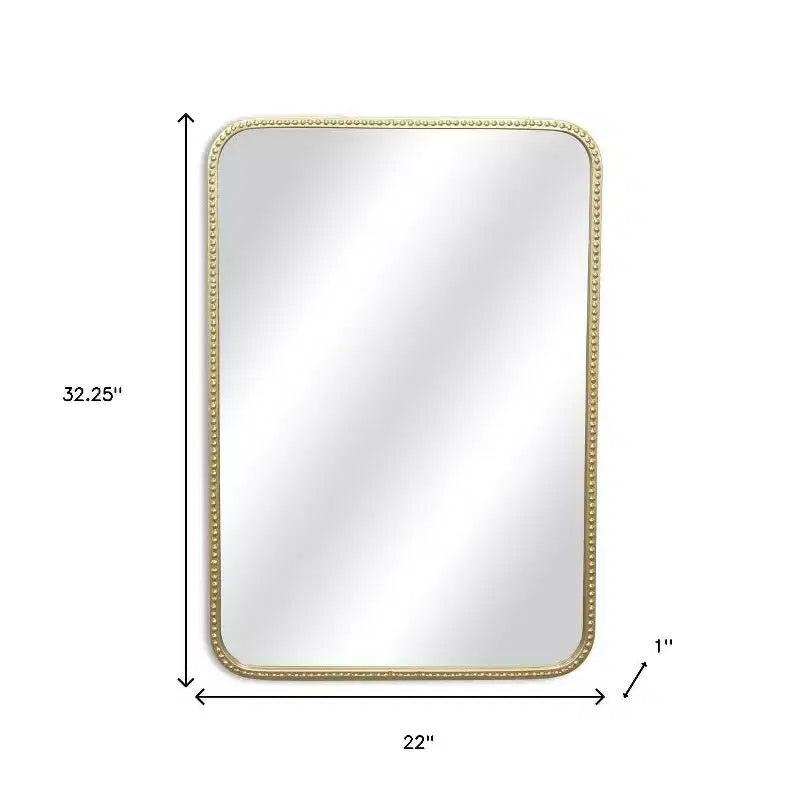 HomeRoots 32 Gold Metal Beaded Accent Mirror