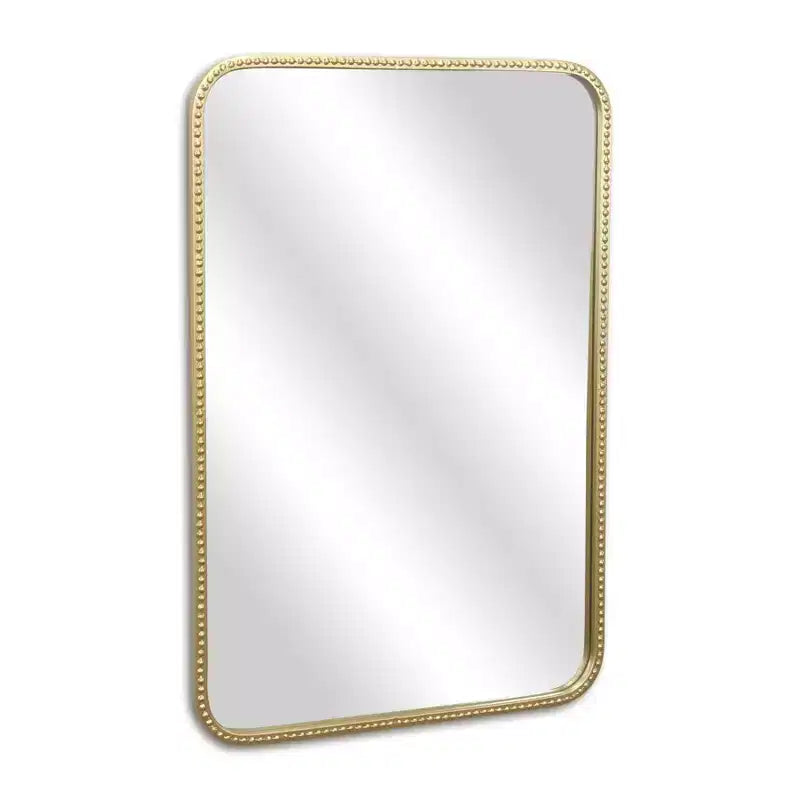 HomeRoots 32 Gold Metal Beaded Accent Mirror