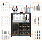 DobleePy Bar cabinets, wine cabinets, sideboards, adjustable shelves, suitable for small bar cabinets in kitchens and restaurants,Retro color