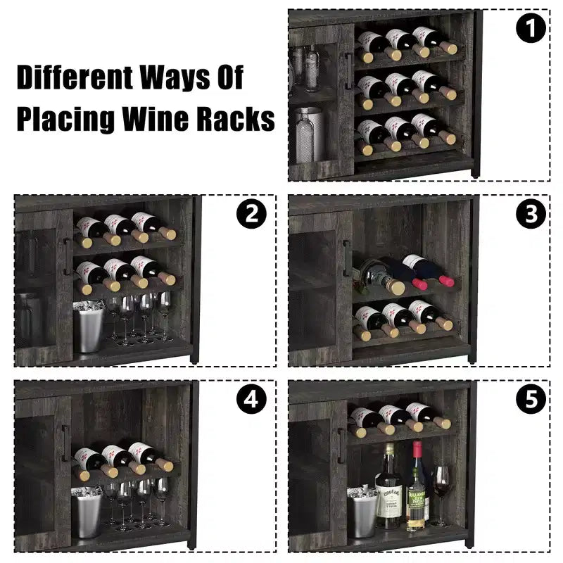DobleePy Bar cabinets, wine cabinets, sideboards, adjustable shelves, suitable for small bar cabinets in kitchens and restaurants,Retro color