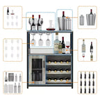 DobleePy Bar cabinets, wine cabinets, sideboards, adjustable shelves, suitable for small bar cabinets in kitchens and restaurants,Retro color