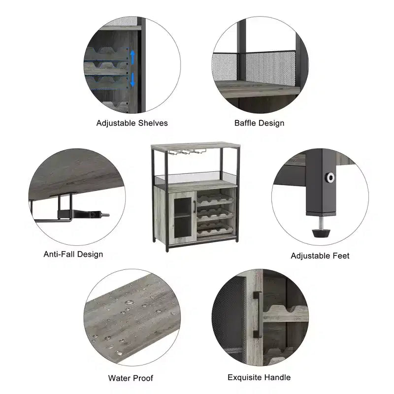 DobleePy Bar cabinets, wine cabinets, sideboards, adjustable shelves, suitable for small bar cabinets in kitchens and restaurants,Retro color