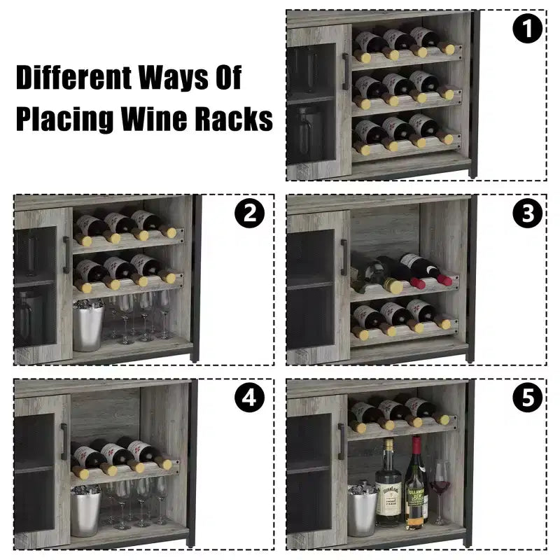 DobleePy Bar cabinets, wine cabinets, sideboards, adjustable shelves, suitable for small bar cabinets in kitchens and restaurants,Retro color