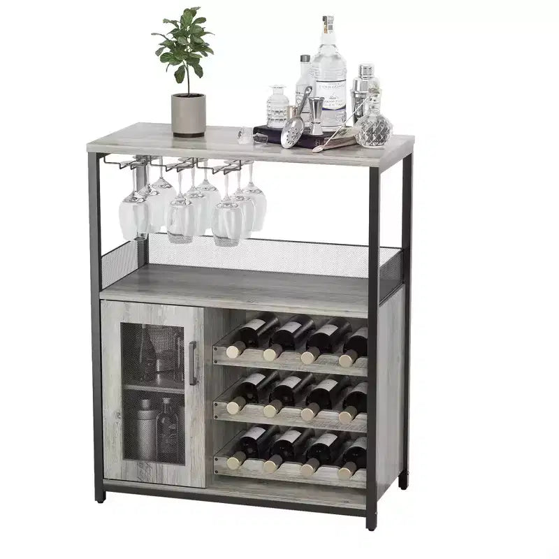 DobleePy Bar cabinets, wine cabinets, sideboards, adjustable shelves, suitable for small bar cabinets in kitchens and restaurants,Retro color