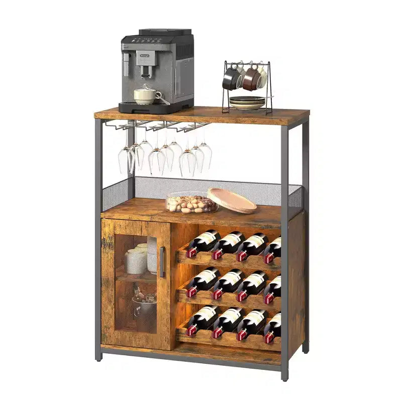 DobleePy Bar cabinets, wine cabinets, sideboards, adjustable shelves, suitable for small bar cabinets in kitchens and restaurants,Retro color