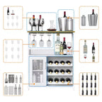 DobleePy Bar cabinets, wine cabinets, sideboards, adjustable shelves, suitable for small bar cabinets in kitchens and restaurants,Retro color