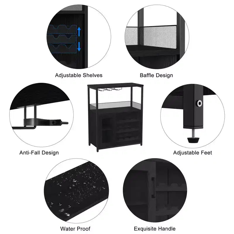 DobleePy Bar cabinets, wine cabinets, sideboards, adjustable shelves, suitable for small bar cabinets in kitchens and restaurants,Retro color