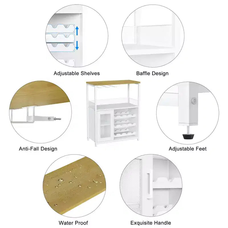 DobleePy Bar cabinets, wine cabinets, sideboards, adjustable shelves, suitable for small bar cabinets in kitchens and restaurants,Retro color
