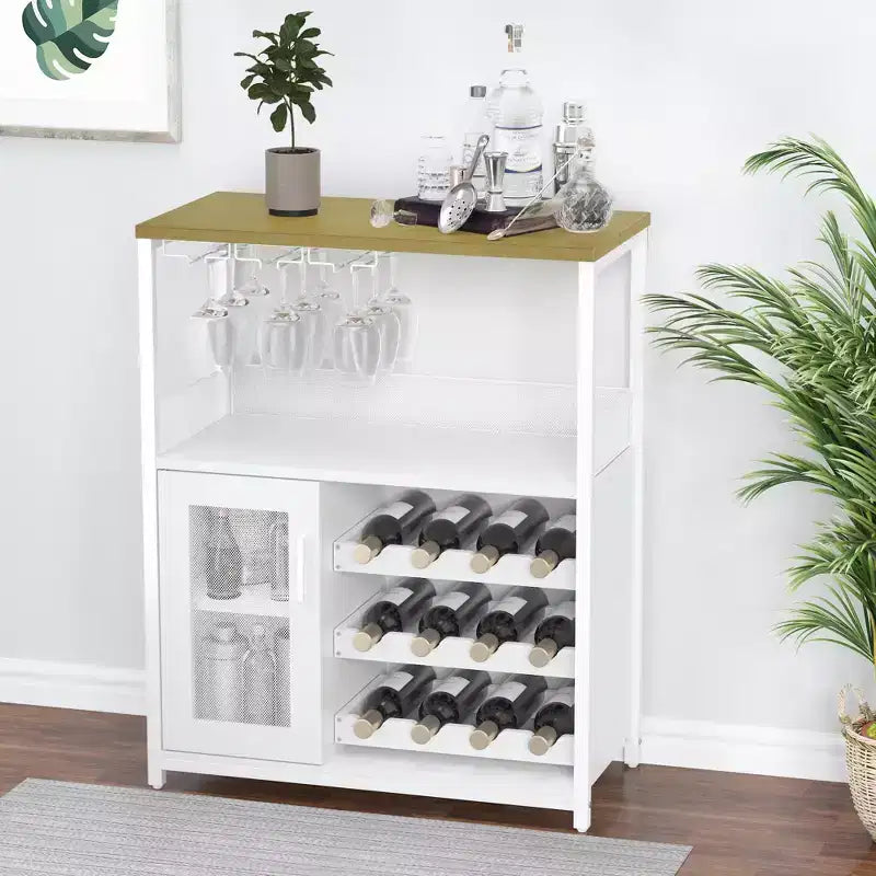 DobleePy Bar cabinets, wine cabinets, sideboards, adjustable shelves, suitable for small bar cabinets in kitchens and restaurants,Retro color